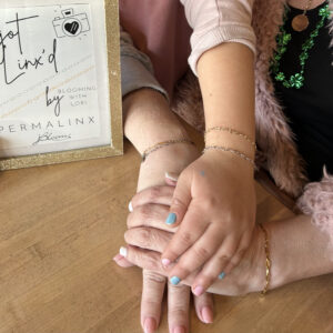 Mother and daughter matching permanent jewelry bracelets